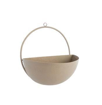 Visuel 1 du produit Porte-plante mural forme demi-lune en métal coloris beige - 13,5 x 12 x 25,5 cm