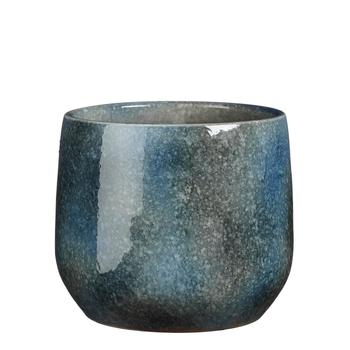 Visuel 1 du produit Pot rond coloris bleu en terre cuite Hugo Mica Decorations - 21 x Ø 22 cm
