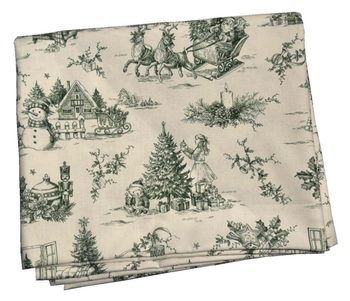 Visuel 1 du produit Nappe blanche à motifs vert en coton Vive-le-vent - 150 x 250 cm