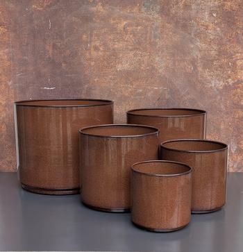 Visuel 1 du produit Cache-pot Looma coloris marron en zinc taille XL - Ø 36 x 32 cm