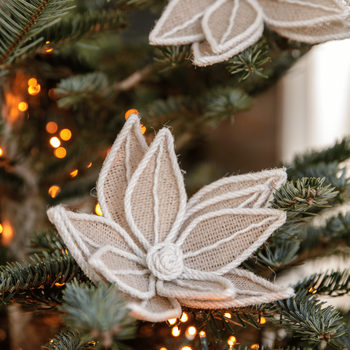 Visuel 1 du produit Poinsettia en jute beige à clipser - Ø 24,5 cm