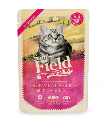 Visuel 1 du produit Pâtée pour chat en sachet à la dinde et au brocoli Sam's Field - 85 g