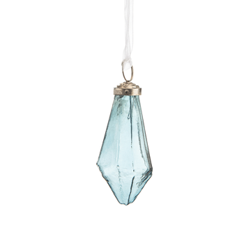 Visuel 1 du produit Suspension breloque en verre bleu transparent et métal - 9,5 x 4,5 cm