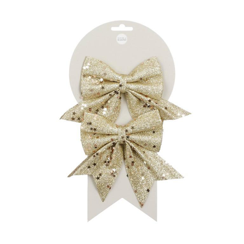 Visuel 1 du produit Lot de 2 nœuds décoratifs champagne - 12 x 13 cm