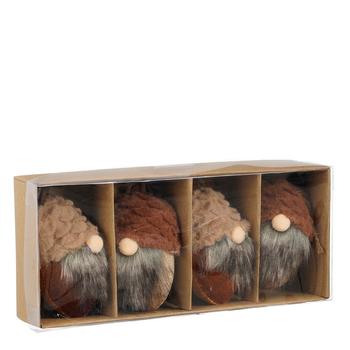 Visuel 1 du produit Coffret de 4 pommes de pin gnome en acrylique marron - 22,5 x 10 x 5,5 cm