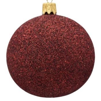 Visuel 1 du produit Boule de Noël en verre bordeaux avec étoile filante or - Ø 7 cm