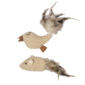 Visuel 1 du produit Jouet pour chat coloris marron avec des plumes nature Duvoplus