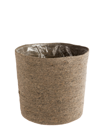 Visuel 1 du produit Cache-pot vannerie naturelle coloris gris en jute - 18 x 16 x 13,5 cm