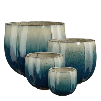 Visuel 1 du produit Pot rond en céramique coloris pétrole Edelman Corsica - Ø 29 x H 26 cm
