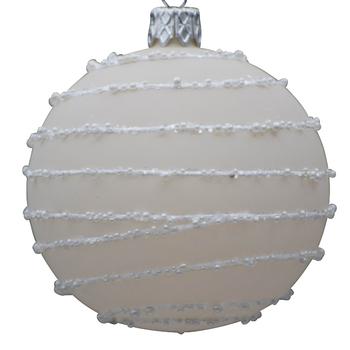 Visuel 1 du produit Boule de Noël en verre blanc avec spirale pailletée - Ø 7 cm