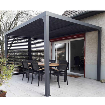 Visuel 1 du produit Pergola bioclimatique coloris gris en aluminium - 3,6 x 3 m