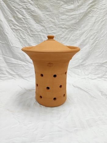 Visuel 1 du produit Lombricomposteur base et grand couvercle coloris orange en terre cuite 15 L - Ø 35 x 45 cm