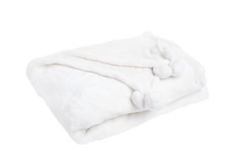 Visuel 1 du produit Plaid blanc à pompons Vivaraise - 130 x 170 cm