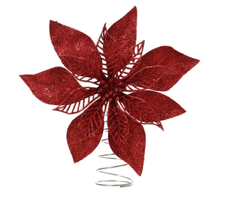 Visuel 1 du produit Cimier forme poinsettia en plastique rouge - 2 x 22 x 22 cm