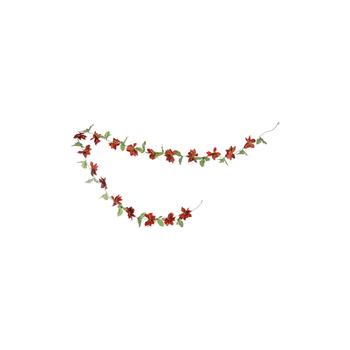 Visuel 1 du produit Guirlande de poinsettias en polyester rouge - 11 x 7 x 270 cm