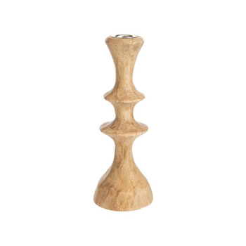 Visuel 1 du produit Chandelier en bois de manguier naturel pour bougie flambeau - Ø 7,3 x H 19,5 cm