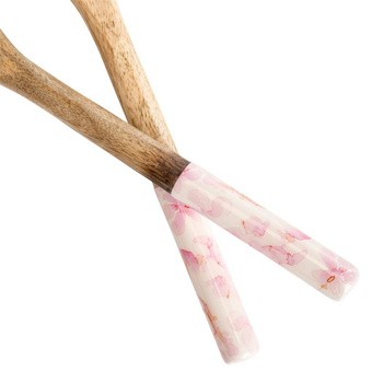Visuel 1 du produit Couverts en bois de manguier décor cerisier rose x2 - 30 x 7,5 x 2 cm