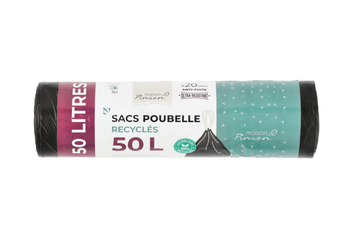 Visuel 1 du produit Sacs poubelle recycles anti-fuite avec liens coulissants coloris noir Maison Pinson - 20 x 50 L