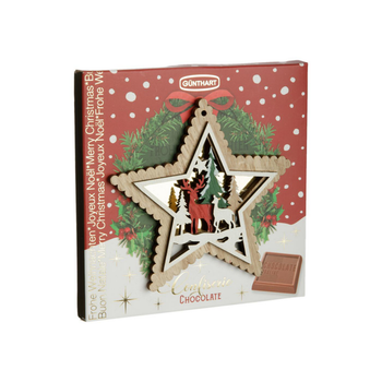 Visuel 1 du produit Étui de Noël avec du chocolat motif étoile de Noël France Décor - 75 g