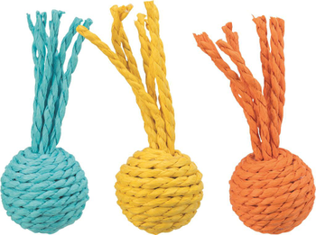 Visuel 1 du produit Jouet pour chat coloris multicolore balle hochet et cordelette en papier Trixie - Ø 4 x 11 cm