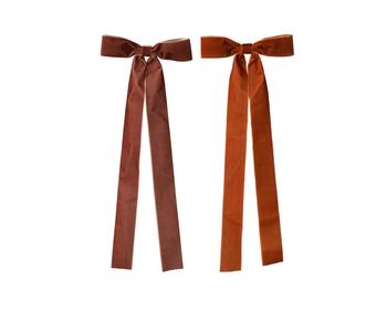 Visuel 1 du produit Ensemble de 3 nœuds longs en velours coloris chaud - 16 x 40 cm