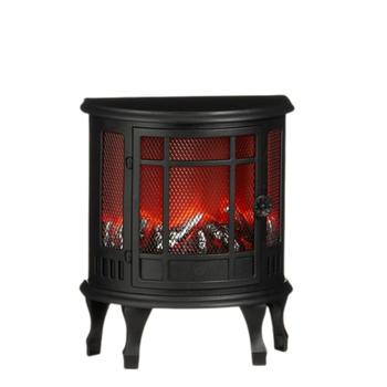 Visuel 1 du produit Décoration de Noël lumineuse cheminée type fourneau en PVC coloris noir LED blanc chaud à piles avec minuteur - H 30 cm