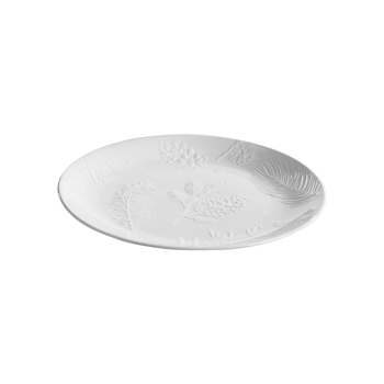 Visuel 1 du produit Assiette à dessert décor pomme de pin en porcelaine blanche - Ø 20,7 cm