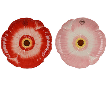 Visuel 1 du produit Assiette à dessert forme coquelicot en dolomite colorée - Ø 22 x H 2 cm