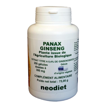 Visuel 1 du produit Gélules de panax ginseng bio en boite de 200 unités