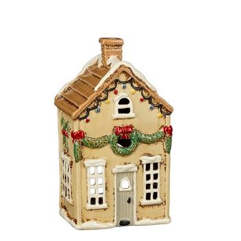 Visuel 1 du produit Photophore maison en grès beige - 11,5 x 8,5 x 20 cm