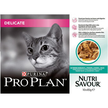 Visuel 1 du produit Pâtée pour chat delicate au poisson Pro plan 10 x 85 g