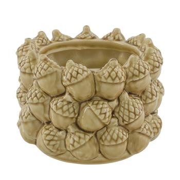 Visuel 1 du produit Pot en céramique brun à motif pomme de pin - Ø 18 x H 13 cm