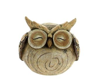 Visuel 1 du produit Hibou décoratif à poser en polyrésine marron imitation bois - 25 x 19 x 24 cm