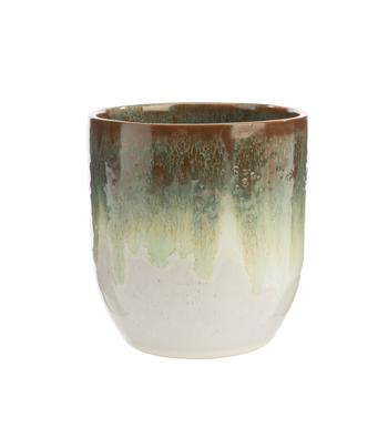 Visuel 1 du produit Cache-pot en céramique beige et marron Basalt - Ø 12,5 x H 9,5 cm