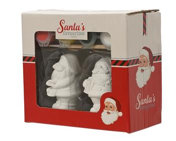 Visuel 1 du produit Coffret de peinture avec Père Noël en gypse blanc - 3,5 x 2,8 x 7 cm