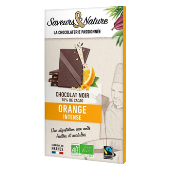 Visuel 1 du produit Chocolat noir 70% orange bio Saveurs et Nature - 80 g