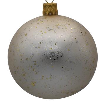 Visuel 1 du produit Boule de Noël en verre rouge moucheté blanc - Ø 7 cm