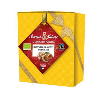 Visuel 1 du produit Ballotin de truffes au praliné noisette bio Saveurs et Nature - 100 g