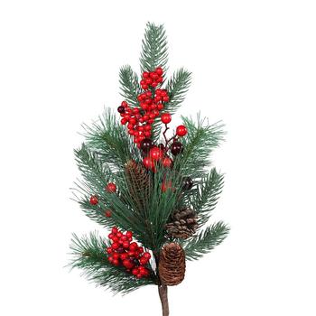 Visuel 1 du produit Branche artificielle de sapin vert avec baies rouges - 66 cm