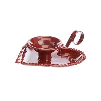 Visuel 1 du produit Porte-bougie cœur en métal rouge - 15 x 12,5 x 3,5 cm