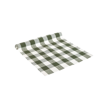 Visuel 1 du produit Chemin de table à carreaux verts et blancs en coton - 150 x 50 cm