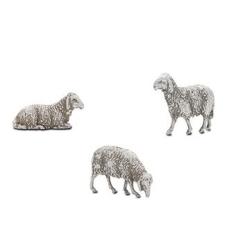 Visuel 1 du produit Set de 3 moutons pour crèche ou village de Noël coloris blanc en PVC - 10 cm