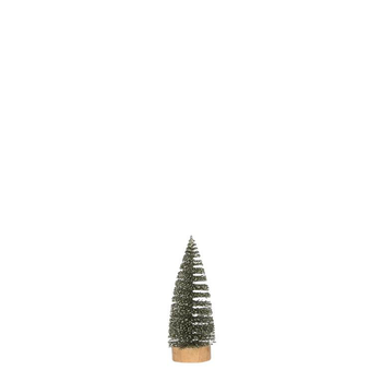 Visuel 1 du produit Arbre scintillant vert sur socle rond en bois - Ø 6 x H 15 cm