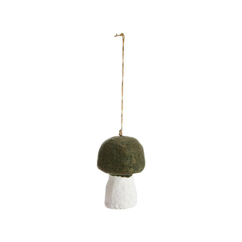 Visuel 1 du produit Décoration à suspendre champignon en coton mâché vert et blanc - Ø 6,5 x H 10 cm