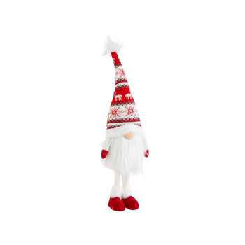 Visuel 1 du produit Gnome rouge et blanc debout avec bonnet tricot petit modèle - 66 cm