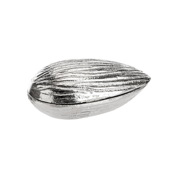 Visuel 1 du produit Boîte décorative forme amande en aluminium argent grand modèle - 15 x 9 x 6 cm