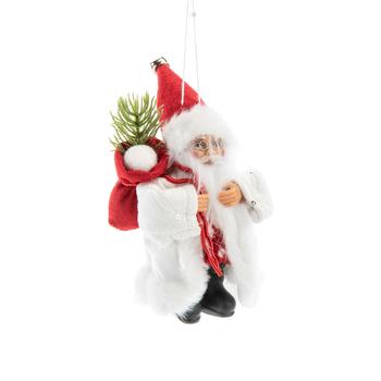 Visuel 1 du produit Père Noël décoratif Rubineige avec hotte en polyester coloris rouge et blanc à suspendre - H 13 cm