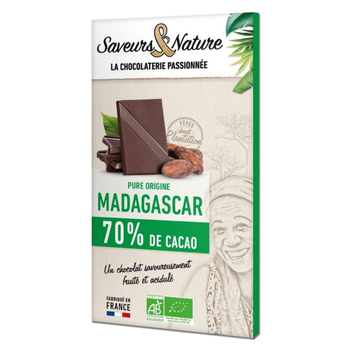 Visuel 1 du produit Chocolat noir 70% origine Madagascar bio Saveurs et Nature - 80 g