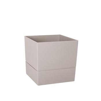 Visuel 1 du produit Pot carré en plastique à réserve d'eau coloris grège Poetic Aquaduo - 19,3 cm