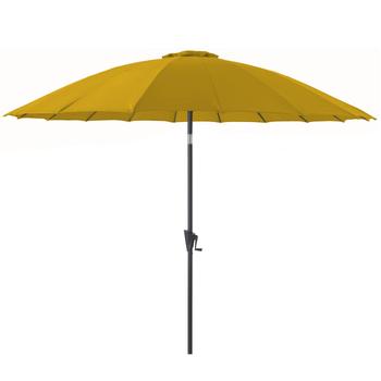 Visuel 1 du produit Parasol pagode à manivelle en aluminium et toile polyester jaune curry - Ø 300 cm